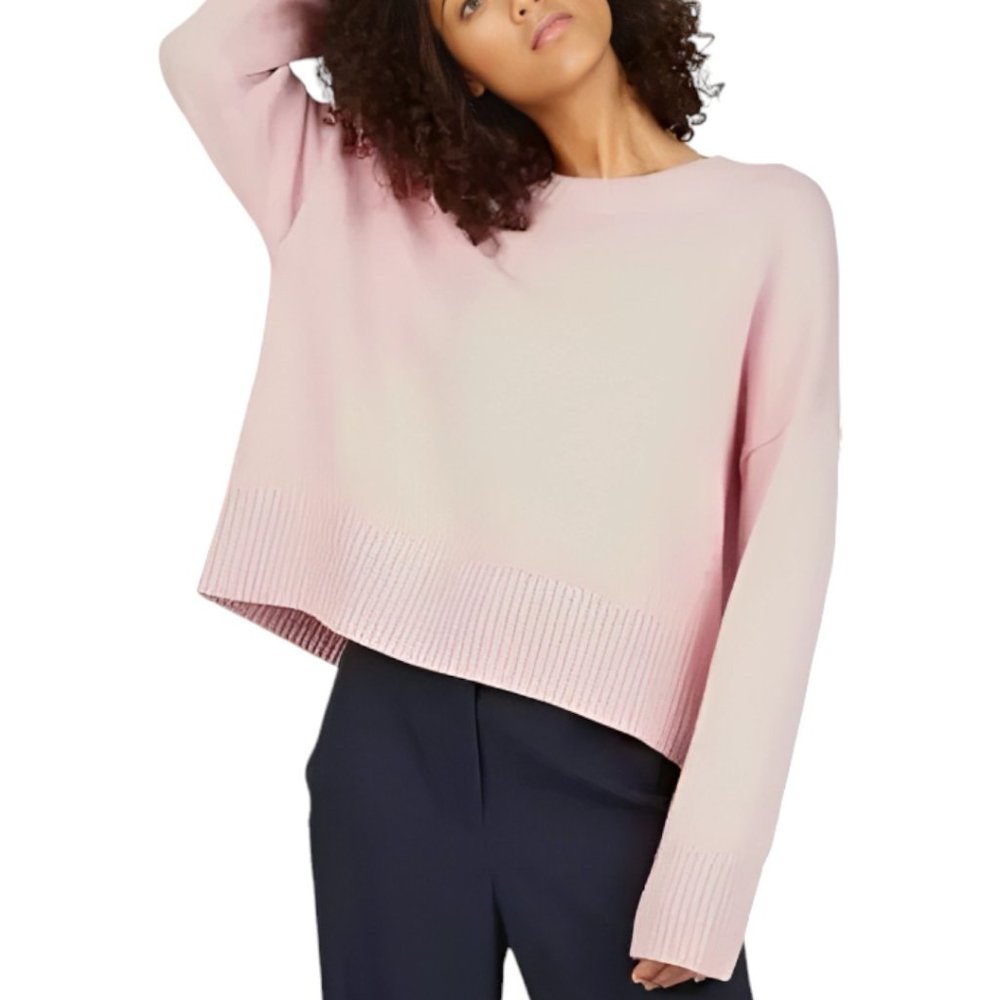 Everlane Soft Cotton Square Crewneck Sweater Pink